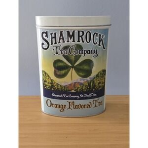 Vintage Shamrock Tin Container w/ Lid - Shamrock Tea Company Orange Flavored Tea